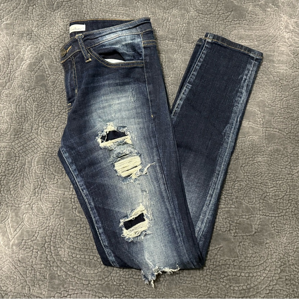 KanCan Dark Blue Distressed Skinny Jeans